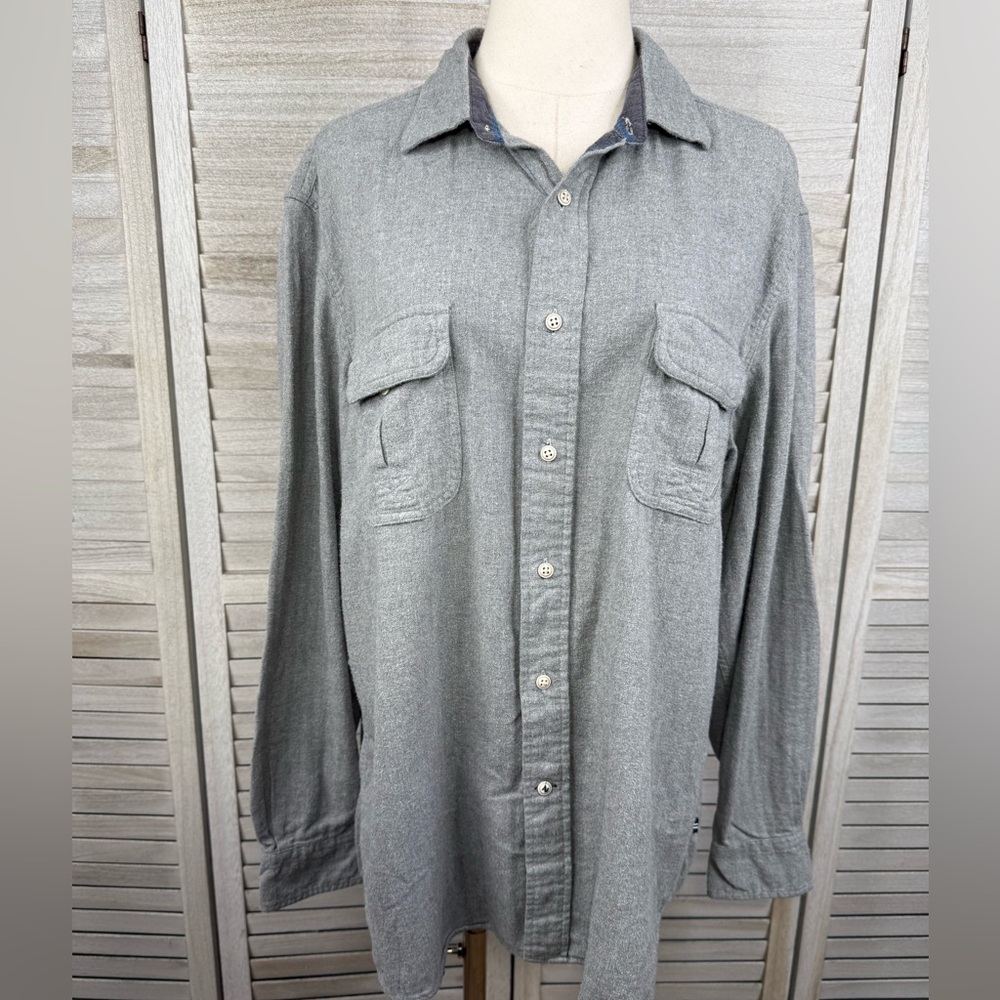 NAUTICA Men's Classic Fit 100% Cotton Button Down Shirt Gray-Large - Picture 2 of 3